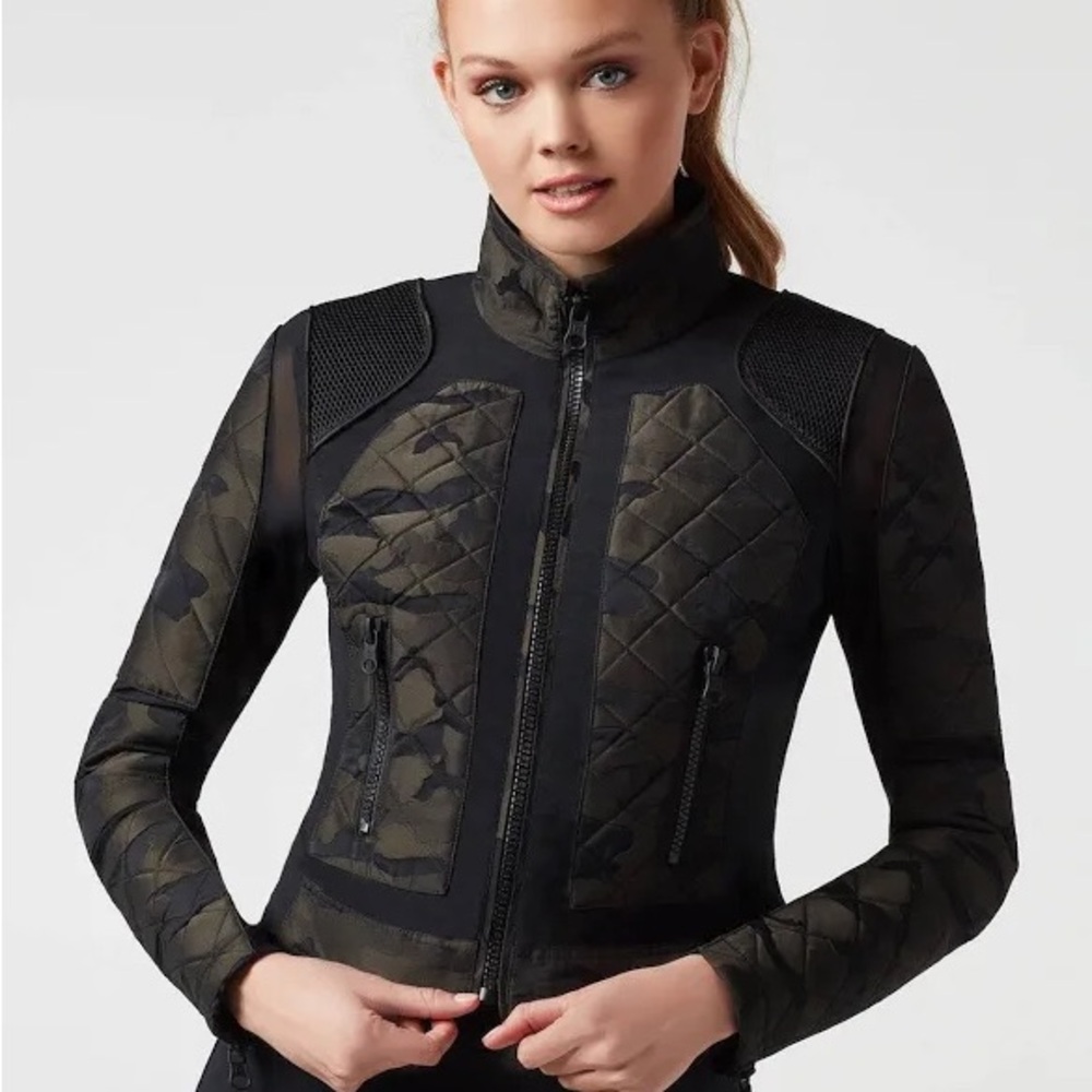 Blanc Noir Black and Camo Moto Jacket